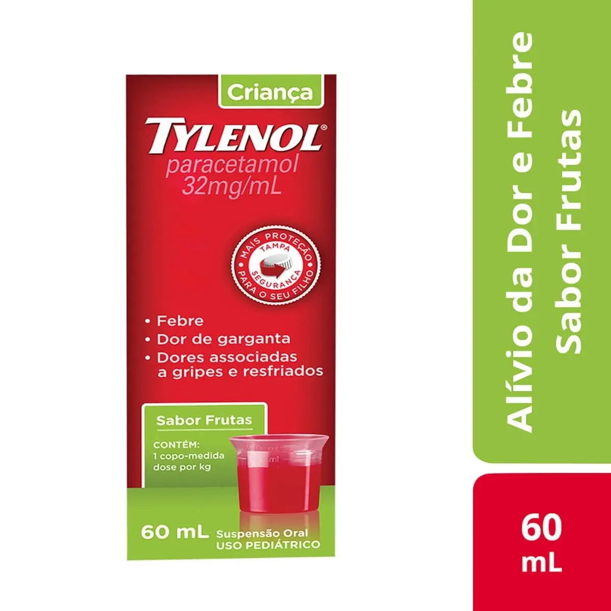 TYLENOL CRIANCA 32MG/ML 60ML SABOR FRUTAS PARACETAMOL