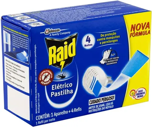 APARELHO RAID PROTECTOR 12 HORAS PASTILHAS + 4 REFIS