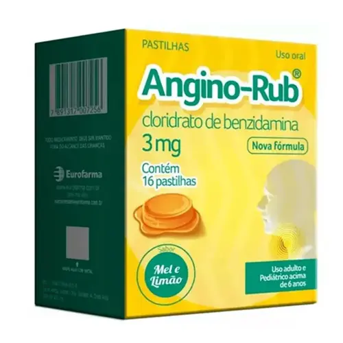 ANGINO RUB 3MG MEL/LIMAO 16 PASTILHAS BENZIDAMINA CLORIDRATO
