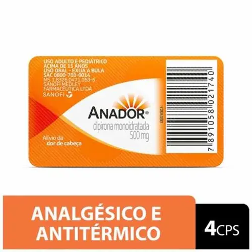 ANADOR 500MG 4 COMPRIMIDOS DIPIRONA SODICA