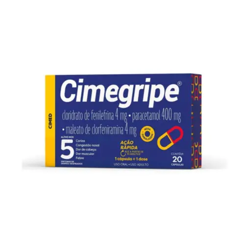 CIMEGRIPE 20 CAPSULAS PARACETAMOL + CLORFENIRAMINA + FENILEFRINA