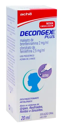DECONGEX PLUS 2+2,5MG/ML GOTAS 20ML BRONFENIRAMINA  + FENILEFRINA