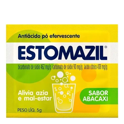 ESTOMAZIL ABACAXI ENVELOPE  5GR BICARBONATO DE SODIO + CARBONATO DE SODIO + ACIDO CITRICO