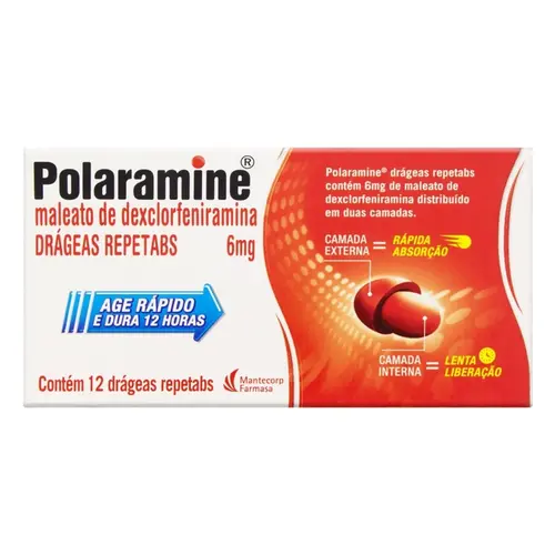 POLARAMINE 6MG 12 DRAGEAS REPETABS DEXCLORFENIRAMINA