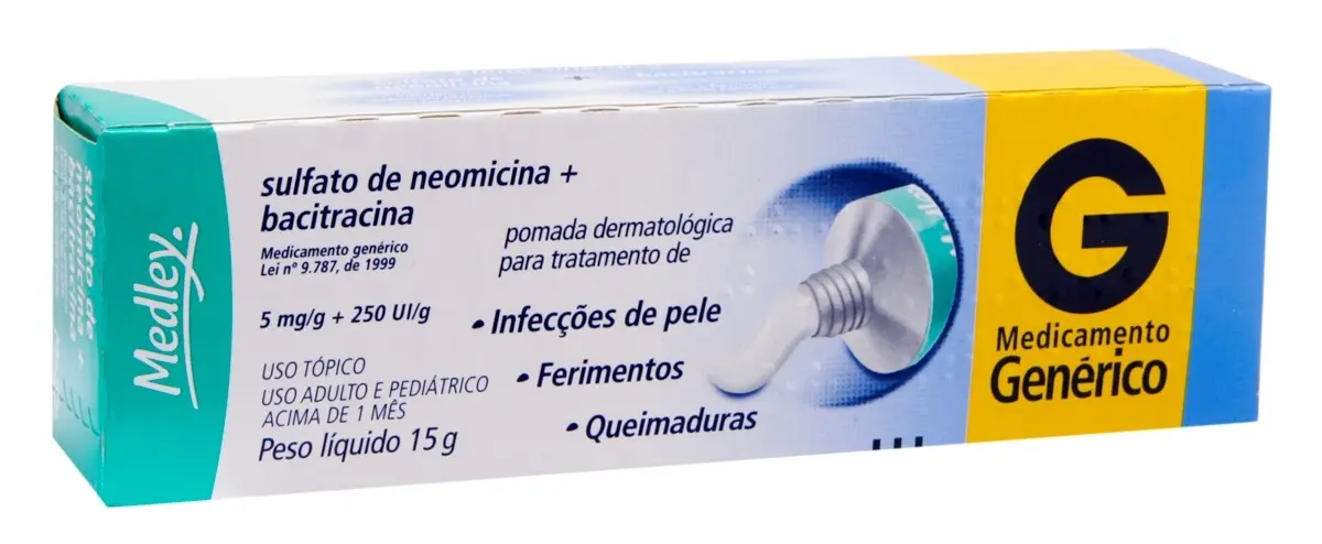 NEOMICINA+BACITRACINA POMADA 15GR GENERICO MEDLEY NEOMICINA SULFATO + BACITRACINA