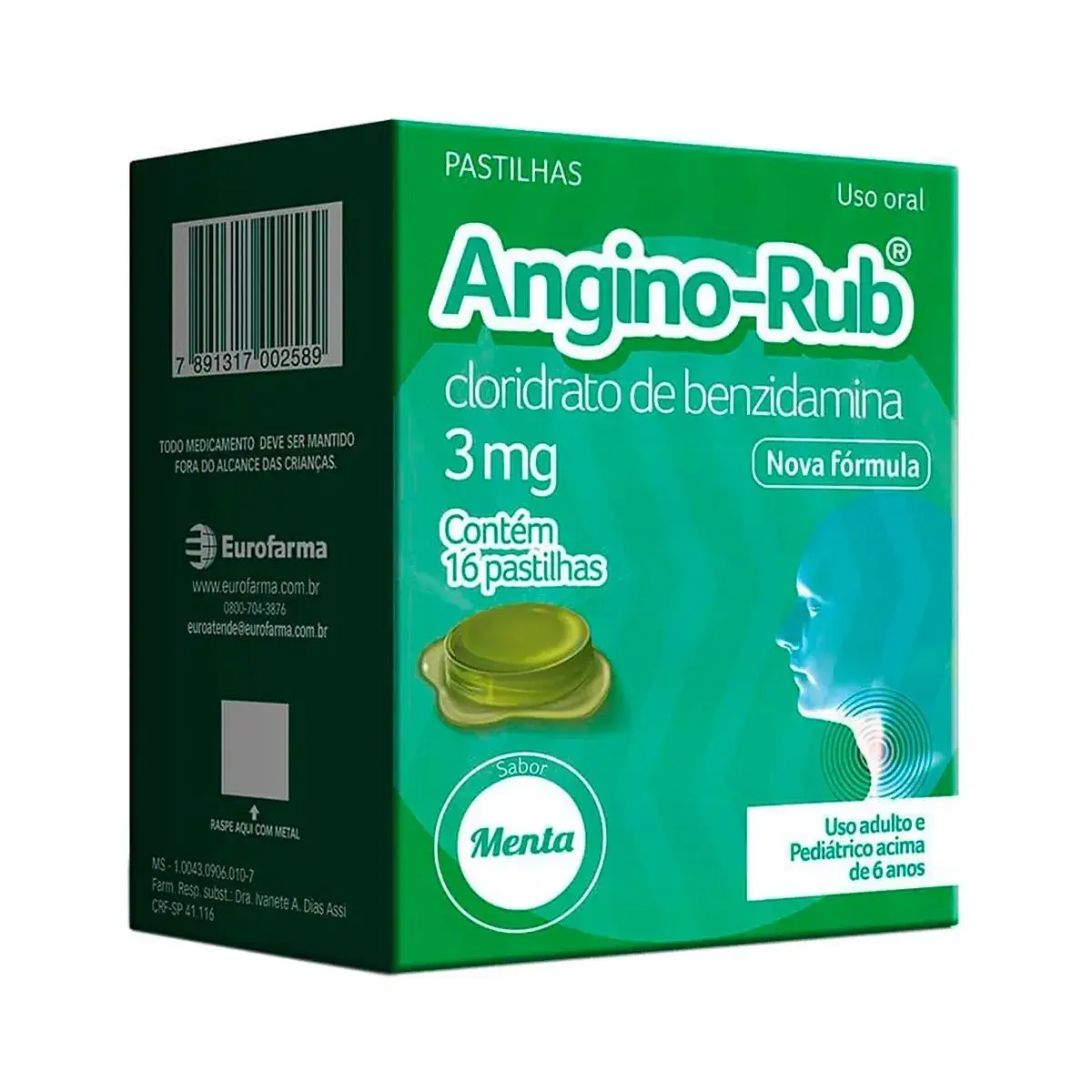 ANGINO RUB MENTA 16 PASTILHAS VALSARTANA
