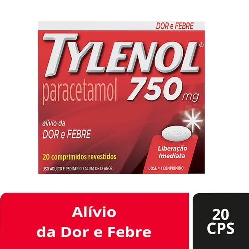 TYLENOL 750MG 20 COMPRIMIDOS PARACETAMOL