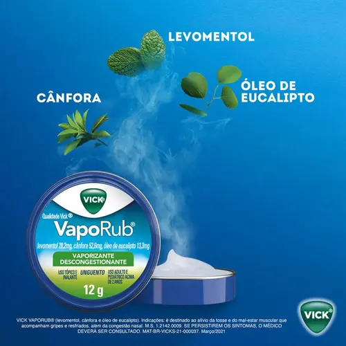 VICK VAPORUB 12GR MENTOL + CANFORA + OLEO DE EUCALIPTO