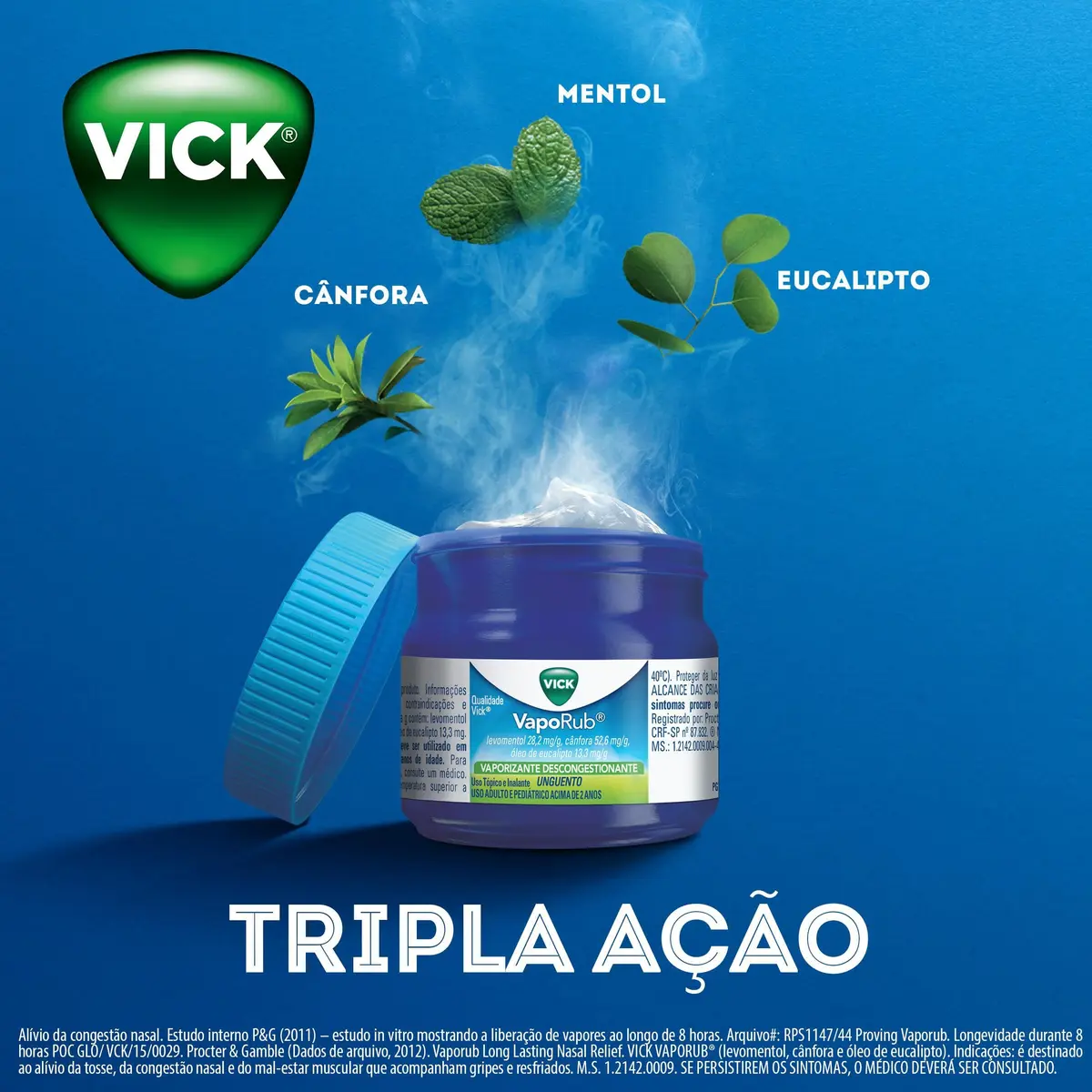 VICK VAPORUB POMADA 50GR MENTOL + CANFORA + OLEO DE EUCALIPTO