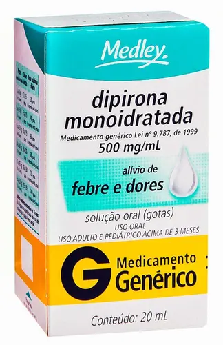 DIPIRONA 500MG/ML GOTAS 20ML GENERICO MEDLEY DIPIRONA MONOIDRATADA