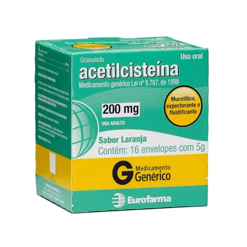 ACETILCISTEINA 200MG 16 ENVELOPES GENERICO EUROFARMA ACETILCISTEINA