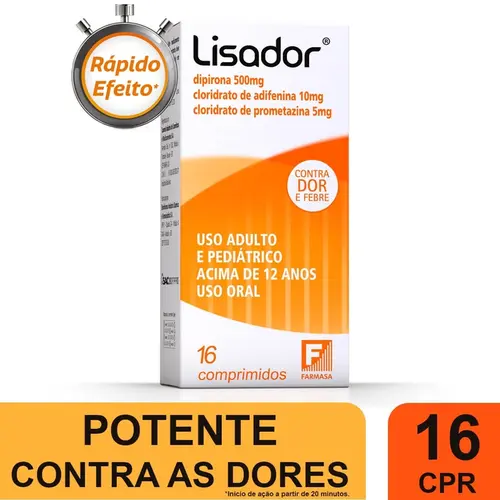 LISADOR 16 COMPRIMIDOS DIPIRONA + PROMETAZINA + ADIFENINA