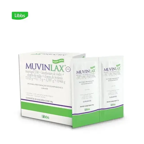 MUVINLAX 20 SACHES 14GR MACROGOL + BICARBONATO DE SODIO + CLORETO DE SODIO + CLORETO DE POTASSIO