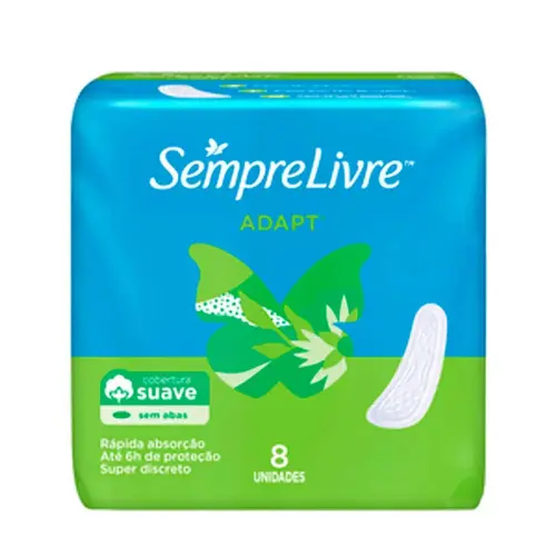 ABSORVENTE SEMPRE LIVRE ADAPT SEM ABAS SUAVE 8 UNIDADES