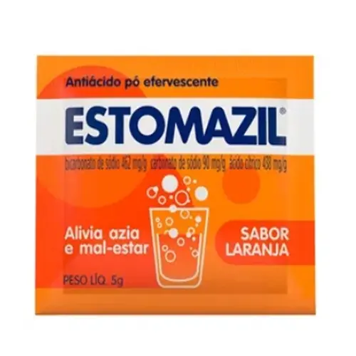 ESTOMAZIL LARANJA ENVELOPE  5GR BICARBONATO DE SODIO + CARBONATO DE SODIO + ACIDO CITRICO