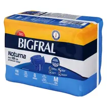 FRALDA BIGFRAL DERMA PLUS NOTURNA TAMANHO MEDIO 8 UNIDADES