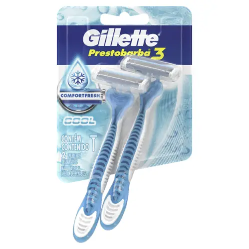 APARELHO DE BARBEAR GILLETTE PRESTOBARBA 3 ICE MASCULINO 2 UNIDADES