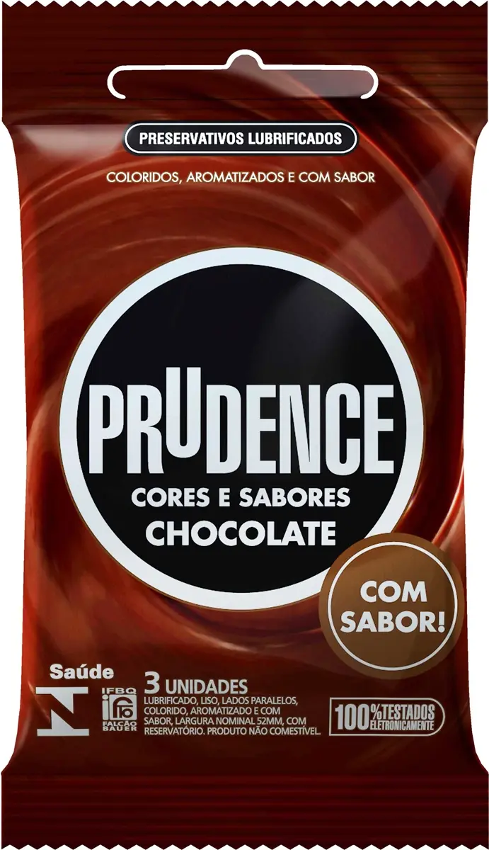 PRESERVATIVO PRUDENCE CORES E SABORES CHOCOLATE 3 UNIDADES