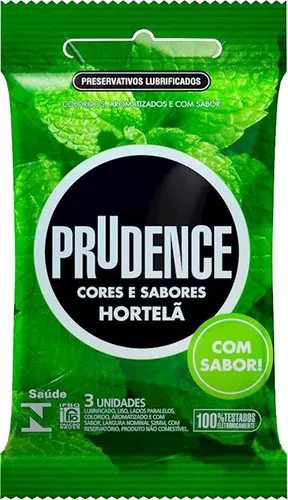 PRESERVATIVO PRUDENCE CORES E SABORES HORTELA 3 UNIDADES