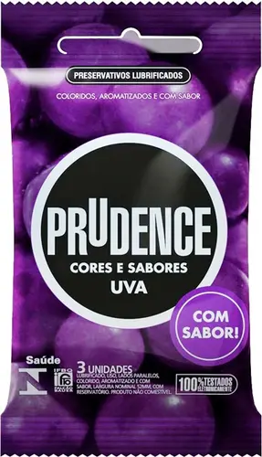 PRESERVATIVO PRUDENCE CORES E SABORES UVA 3 UNIDADES