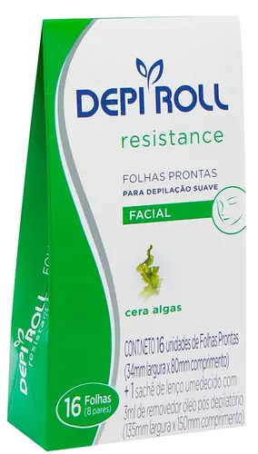 FOLHAS DEPILATORIAS DEPIROLL ALGAS FACIAL 16 UNIDADES