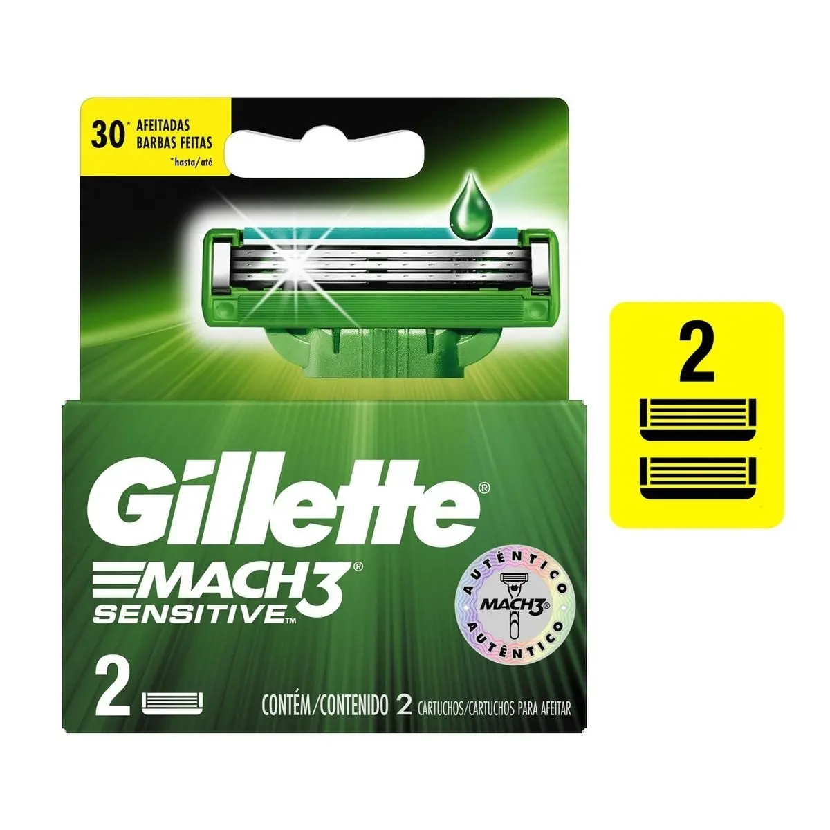 CARGA GILLETTE MACH 3 SENSITIVE 2 UNIDADES