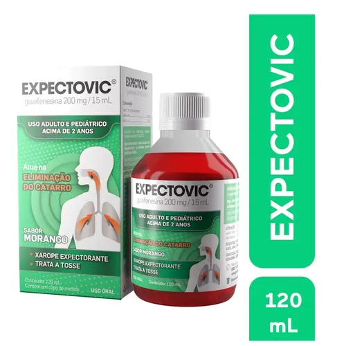 EXPECTOVIC XAROPE 200MG/15ML 120ML SABOR MORANGO GUAIFENESINA