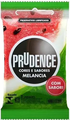 PRESERVATIVO PRUDENCE CORES E SABORES MELANCIA 3 UNIDADES