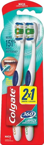 ESCOVA DENTAL COLGATE 360 GRAUS ORIGINAL 2 UNIDADES