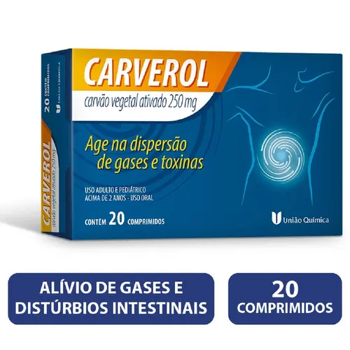 CARVEROL 250MG 20 COMPRIMIDOS CARVAO VEGETAL