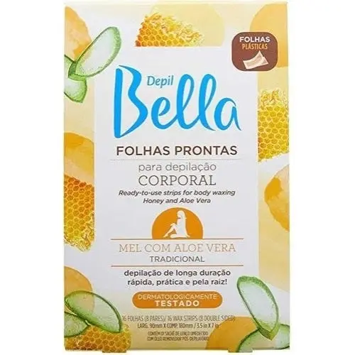 FOLHAS DEPILATORIAS DEPIL BELLA ALOE VERA FACIAL 16 UNIDADES