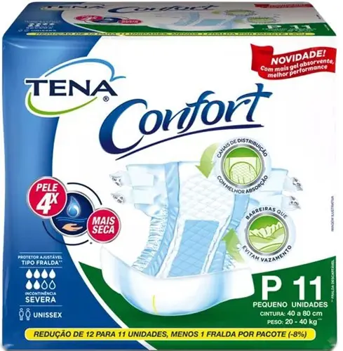 FRALDA TENA CONFORT GERIAT TAMANHO P 11 UNIDADES