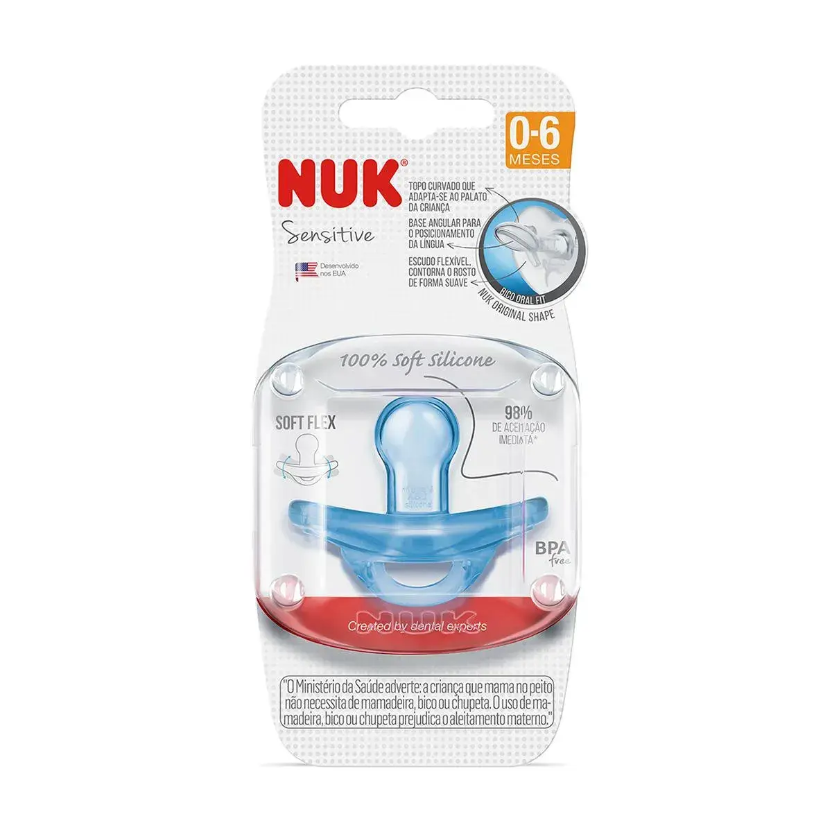 CHUPETA NUK GENIUS 100% SILICONE MASCULINA (COD:7329-1B)