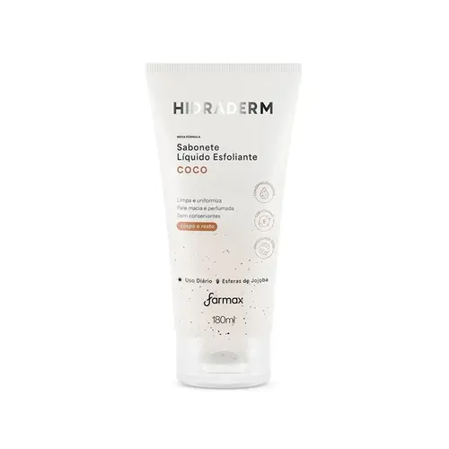 SABONETE LIQUIDO ESFOLIANTE FARMAX HIDRADERM COCO 180ML