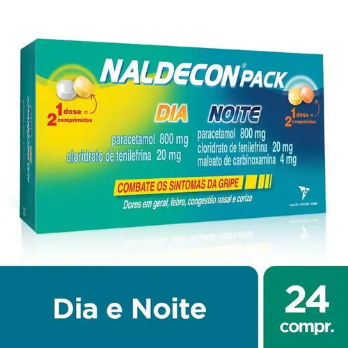 NALDECON PACK DIA/NOITE 24 COMPRIMIDOS PARACETAMOL + FENILEFRINA CLORIDRATO + CARBINOXAMINA MALEATO