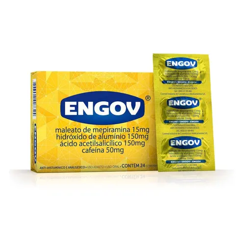 ENGOV 24 COMPRIMIDOS MEPIRAMINA + HIDROXIDO DE ALUMINIO + ACIDO ACETILSALICILICO + CAFEINA
