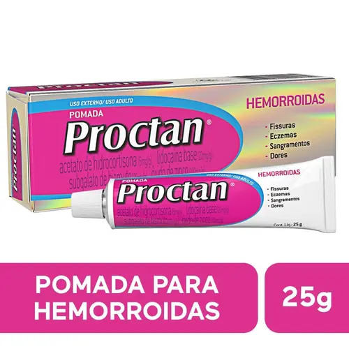 PROCTAN HEMORROIDAS POMADA 25GR + 10 PROTETORES HIGIENICOS PARA DEDOS HIDROCORTISONA + LIDOCAINA + ZINCO + BISMUTO
