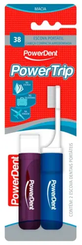 ESCOVA DENTAL POWERDENT VIAGEM 2 UNIDADES