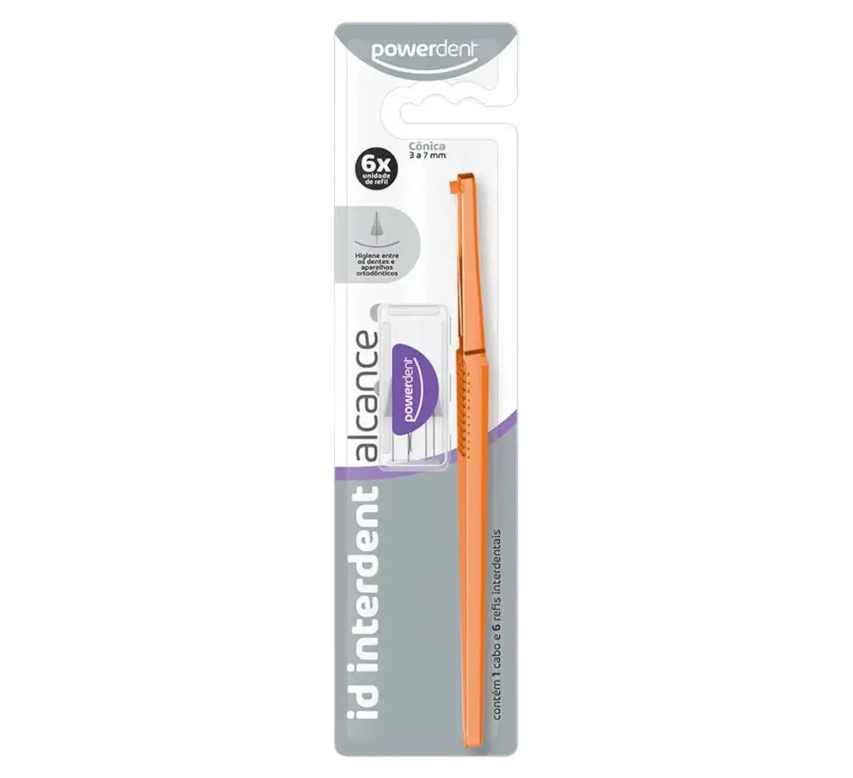 ESCOVA DENTAL POWERDENT INTERDENTAL ID CABO + REFIL CONICO