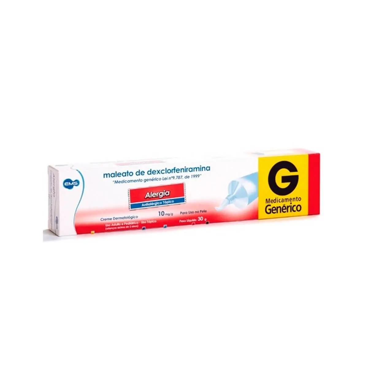 DEXCLORFENIRAMINA 10MG/G CREME 30GR GENERICO EMS DEXCLORFENIRAMINA