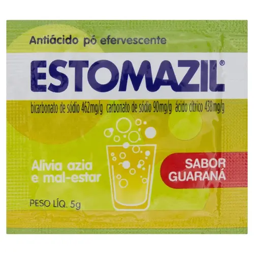 ESTOMAZIL GUARANA ENVELOPE  5GR BICARBONATO DE SODIO + CARBONATO DE SODIO + ACIDO CITRICO