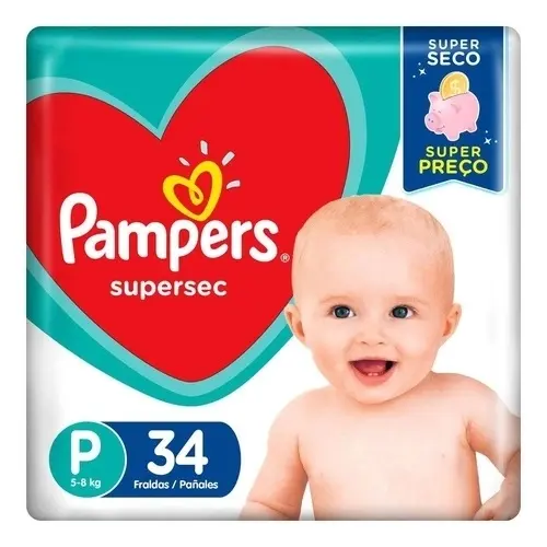 FRALDA PAMPERS SUPERSEC P 34 UNIDADES