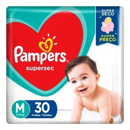 FRALDA PAMPERS SUPERSEC M 30 UNIDADES