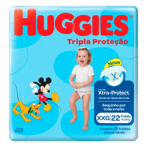 FRALDA HUGGIES RAPIDA ABSORCAO XXG 22 UNIDADES