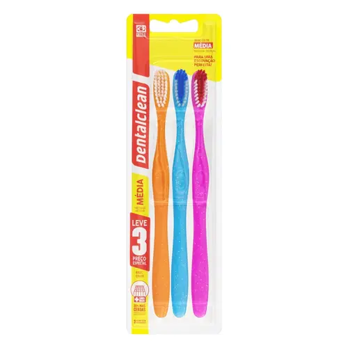 ESCOVA DENTAL DENTALCLEAN BASIC COLOR MEDIA 3 UNIDADES