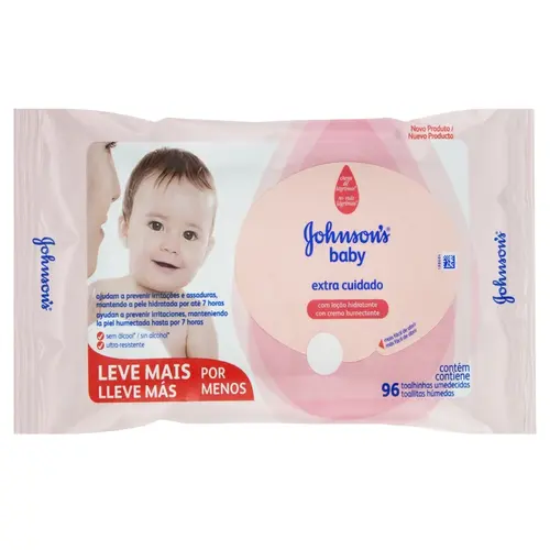 LENCOS UMEDECIDOS J&J EXTRA CUIDADO 96 UNIDADES