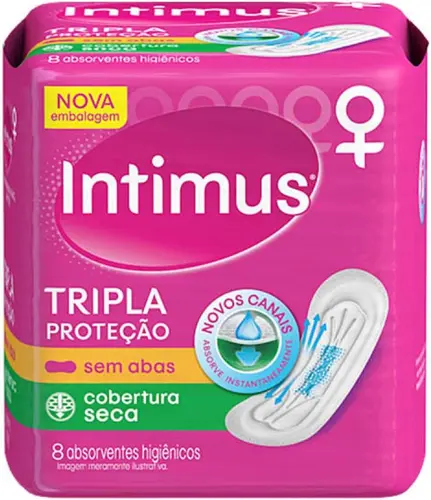 ABSORVENTE INTIMUS GEL TRIPLA PROTECAO SEM ABAS SECA 8 UNIDADES