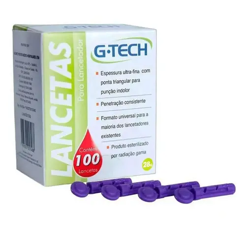 LANCETA PARA LANCETADOR G-TECH 100 UNIDADES (3010G)