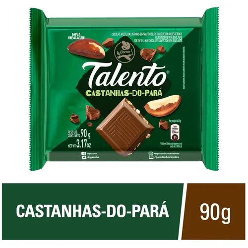 CHOCOLATE GAROTO TALENTO CASTANHA DO PARA 90GR