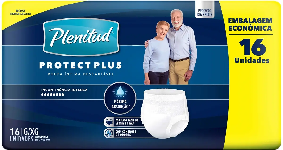 ROUPA INTIMA PLENITUD PROTECT PLUS TAMANHO G/XG 16 UNIDADES